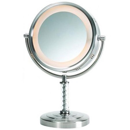 RICKIS RUGS 8 in., 6X-1X Lighted Table Top Mirror, Nickel, Height 14 in. RI2547258